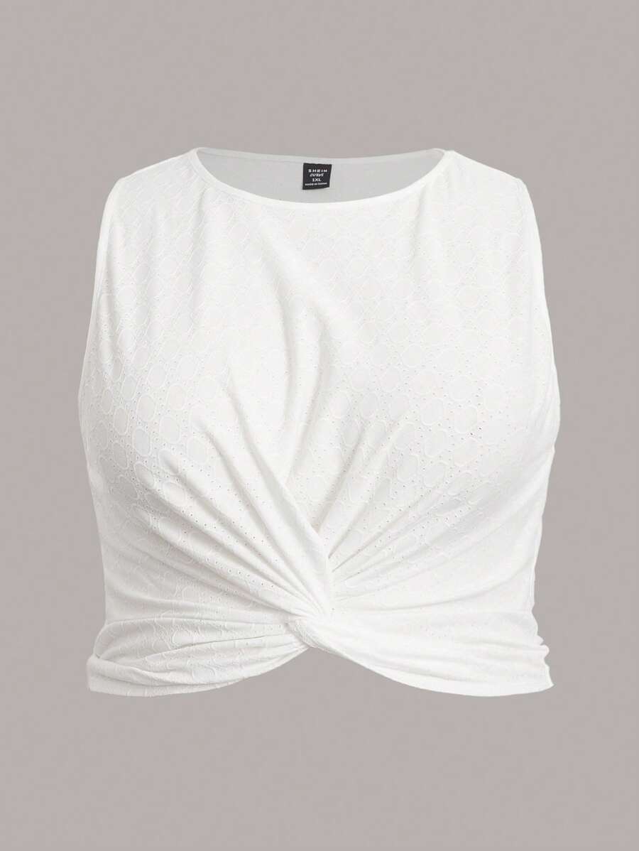 SHEIN EZwear Plus Twist Hem Tank Top - White - View 1