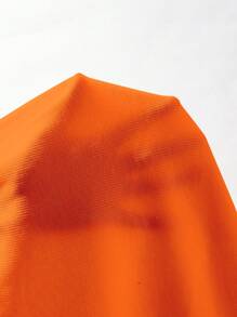 SHEIN ICON 90s Neon Orange Letter Embroidered Rib-knit Biker Shorts - Orange - View 4