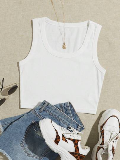 Top canotte con scollo rotondo