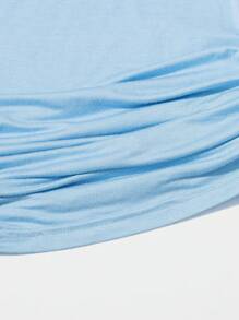 Drawstring Side Solid Tee - Baby Blue - View 4