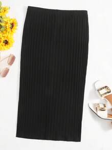 SHEIN Essnce Plus Rib-knit Pencil Skirt