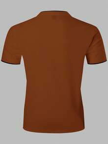 Manfinity Homme Men Contrast Trim Polo Shirt - Brown - View 2