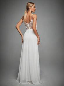 con encaje en contraste Cami Vestido de novia - Blanco - Ver 2