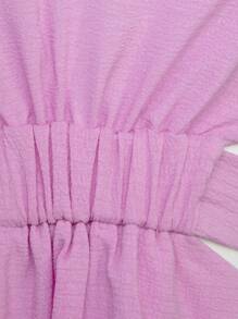 Soleia Đầm Lộ Lưng Cắt ra Buộc lại Dải chun màu trơn Boho - Màu Lilac Tím - Xem 6