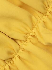 Soleia Áo nữ Lộ Lưng Xù Viên lá sen Buộc lại màu trơn Gợi cảm - Màu vàng - Xem 8