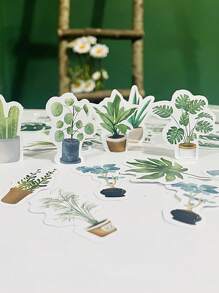 46入组/包綠色盆栽裝飾和紙貼紙剪貼簿貼標籤日記文具相冊貼紙