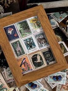 46入組郵票圖案隨機貼紙 - 彩色 - 查看 2