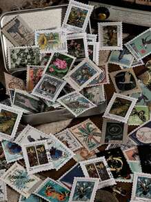 46入組郵票圖案隨機貼紙 - 彩色 - 查看 3