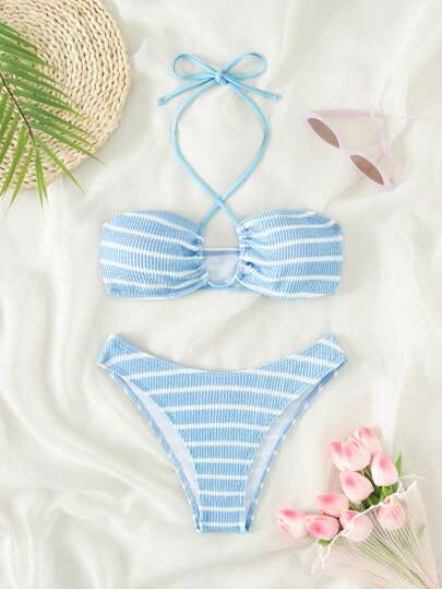 Bañador bikini halter de rayas