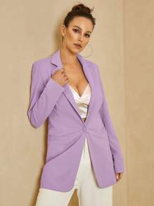 UNIQUE21 Áo khoác  âu phục nữ Nút Túi màu trơn Thanh lịch - Màu Lilac Tím - Xem 1