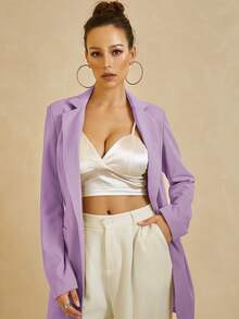 UNIQUE21 Áo khoác  âu phục nữ Nút Túi màu trơn Thanh lịch - Màu Lilac Tím - Xem 4