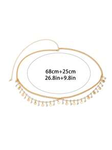 1pc Exquisite Fashionable Shiny Rhinestone & Sequin Decor Belly Chain For Women's Festive Outfit, Street Style & Party Look - Yellow Gold - View 6