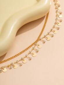 1pc Exquisite Fashionable Shiny Rhinestone & Sequin Decor Belly Chain For Women's Festive Outfit, Street Style & Party Look - Yellow Gold - View 5