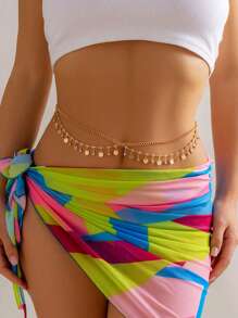 1pc Exquisite Fashionable Shiny Rhinestone & Sequin Decor Belly Chain For Women's Festive Outfit, Street Style & Party Look - Yellow Gold - View 2