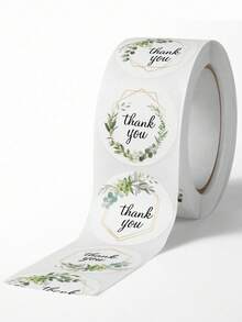 500pcs/1roll Slogan Graphic Gift Sticker, Round Paper Gift Decoration Label, For Party - Multicolor - View 3