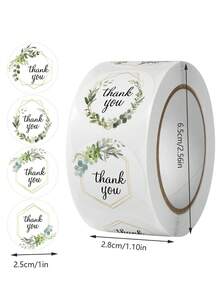500pcs/1roll Slogan Graphic Gift Sticker, Round Paper Gift Decoration Label, For Party - Multicolor - View 4