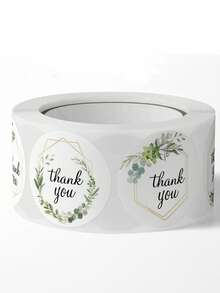 500pcs/1roll Slogan Graphic Gift Sticker, Round Paper Gift Decoration Label, For Party - Multicolor - View 5