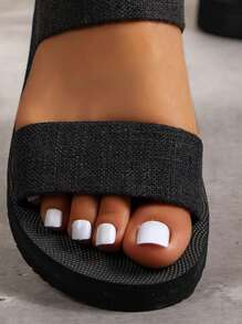 Sportowe sandały sportowe na świeżym powietrzu dla kobiet, materiałowe sandały bez pięty - Czarne - Zobacz 3