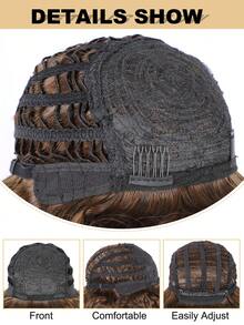 Tóc Giả Tổng Hợp Xoăn Ngắn Có Bangs - Màu dương cầm - Xem 7