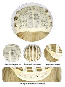 Tóc giả tổng hợp dài thẳng có tóc mái - màu nâu - Xem 9