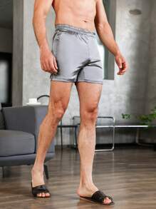 Hombres Shorts de dormir bajo con abertura - Gris - Ver 3