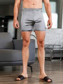 Hombres Shorts de dormir bajo con abertura - Gris - Ver 4