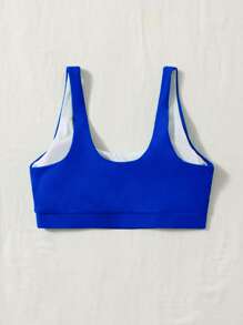 Swim Basics 素色大圓領比基尼泳裝上衣 - 寶藍色 - 查看 2