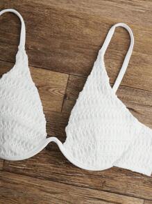 SHEIN Solid Underwire Bikini Top - White - View 3