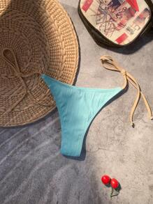 側繫帶泳褲 - 藍色 - 查看 3