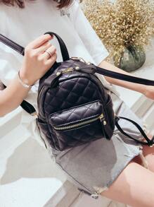 迷你衍縫細節經典背包 - 黑色 - 查看 2