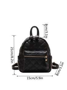 迷你衍縫細節經典背包 - 黑色 - 查看 5