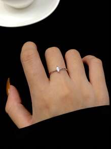 ESBERRY 方晶鋯石裝飾袖口銀婚戒適合女士新娘婚禮精細首飾類 - 銀色 - 查看 2