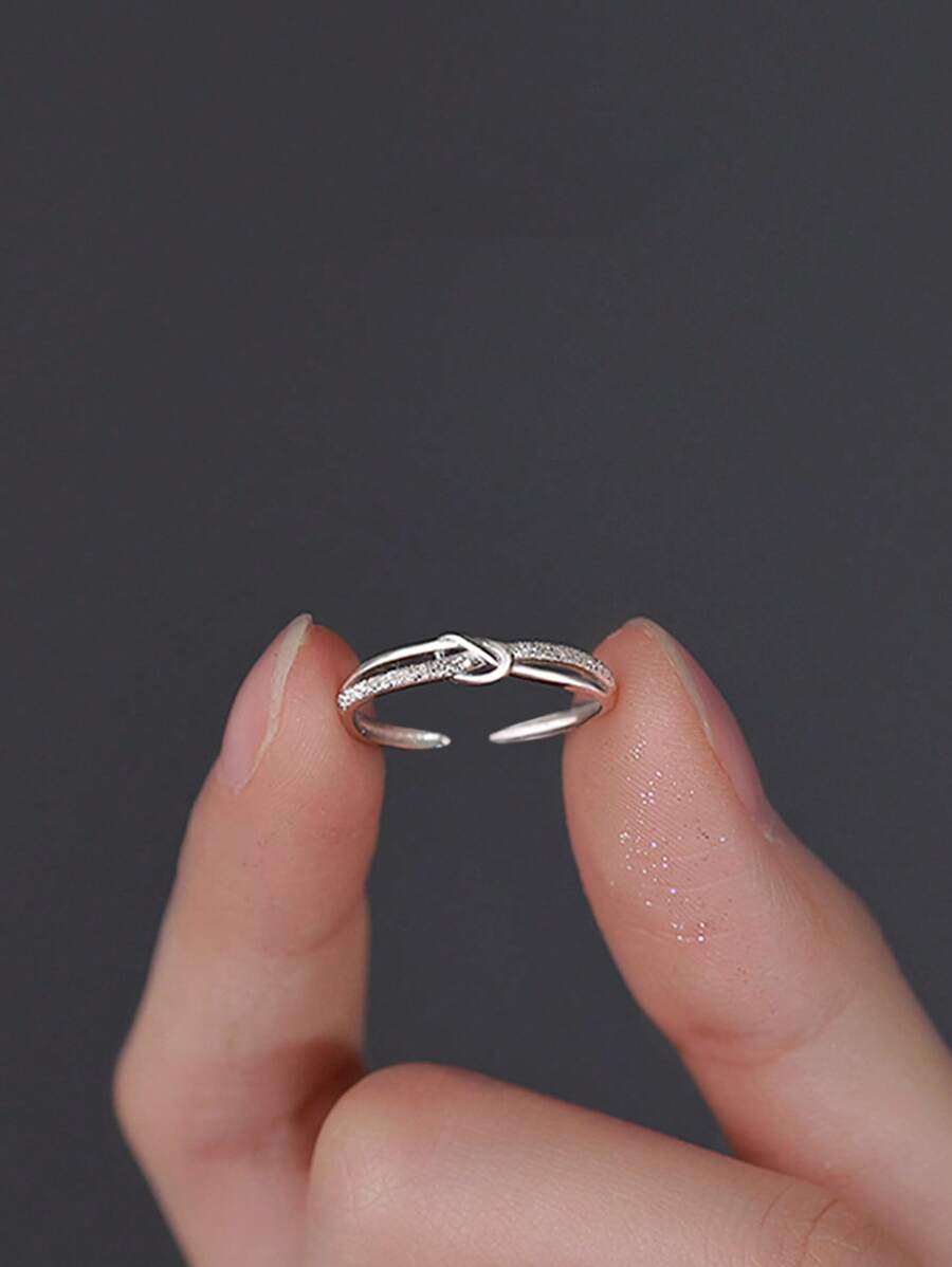 1pc Fashion Zinc Alloy Knot Decor Ring For Women For Daily Decoration