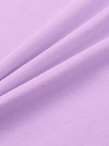 SHEIN Young Girl Solid Round Neck Tee - Lilac Purple - View 6