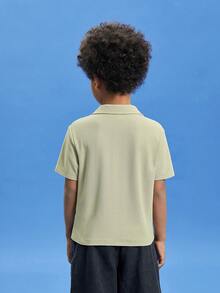 SHEIN Chicos Camisa polo unicolor tejido de canalé - verde menta - Ver 2