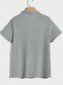 Manfinity Mode Men's Casual Basic Turndown Collar Short Sleeve Polo Shirt - Grey - View 2