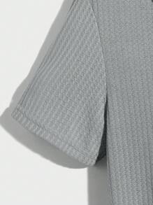 Manfinity Mode Men's Casual Basic Turndown Collar Short Sleeve Polo Shirt - Grey - View 4