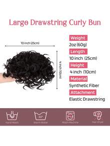 短卷合成纖維髮髻 - 黑色 - 查看 3