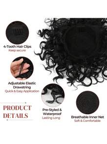 短卷合成纖維髮髻 - 黑色 - 查看 4