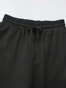 SHEIN Quần thể thao Con gái Dây kéo màu trơn - màu đen - Xem 3