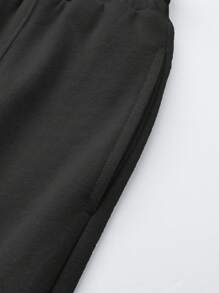SHEIN Quần thể thao Con gái Dây kéo màu trơn - màu đen - Xem 5