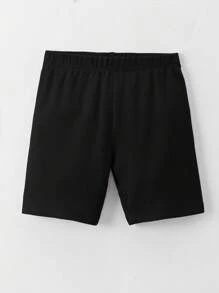 SHEIN Toddler Girls Solid Cycling Shorts - Black - View 1