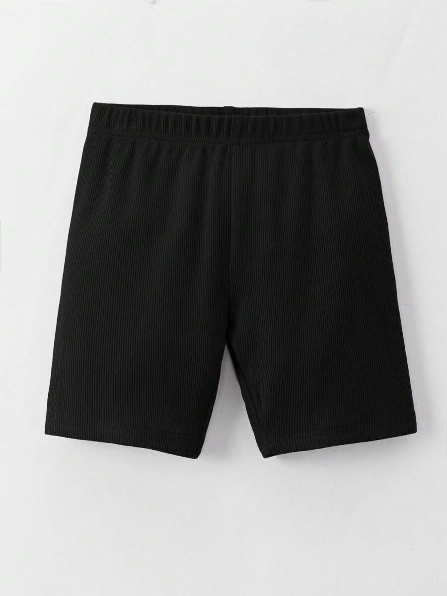 SHEIN Toddler Girls Solid Cycling Shorts - Black - View 1