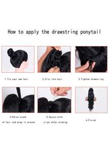 Long Curly Ponytail Synthetic Hair Extension - Black - View 4