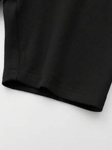 SHEIN Toddler Girls Solid Cycling Shorts - Black - View 5