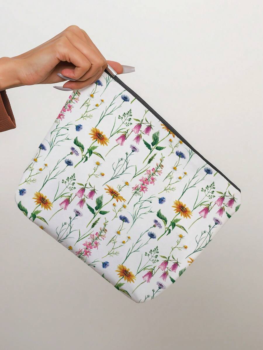 Túi đựng đồ trang điểm in hoa, Hộp đựng đồ trang điểm có dây kéo - Nhiều màu - Xem 1