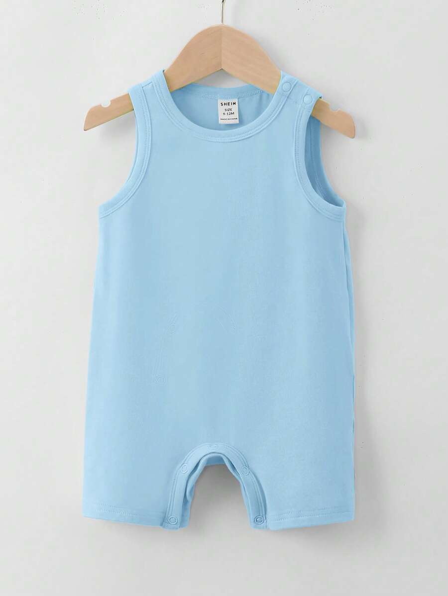 SHEIN Bebé Mono tank unicolor - Celeste - Ver 1