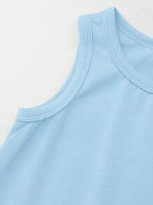 SHEIN Bebé Mono tank unicolor - Celeste - Ver 5