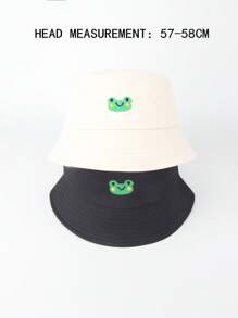 2入組情侶青蛙刺繡可愛漁夫帽適用於戶外遊玩 - 彩色 - 查看 4