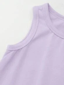SHEIN 嬰兒素色背心連體短褲 - 紫丁香色 - 查看 5